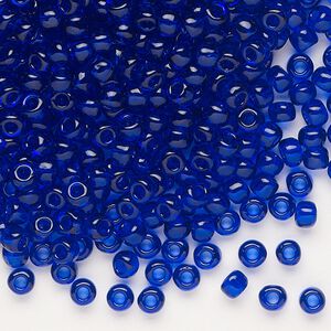 Seed bead, Dyna-Mites™, glass, transparent cobalt, #6 round. Sold per 1/2 kilogram pkg.