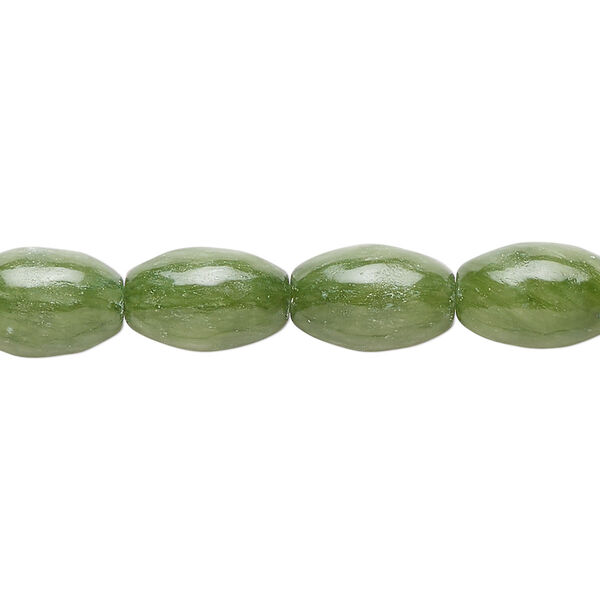 Bead, quartz (dyed), forest green, 12x8mm oval, C grade, Mohs hardness 7. Sold per 15-inch strand, approximately 35 beads. image number 0