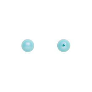 Pearl 500pk iridescent light turquoise, Swarovski® 6mm half-drilled round 5818