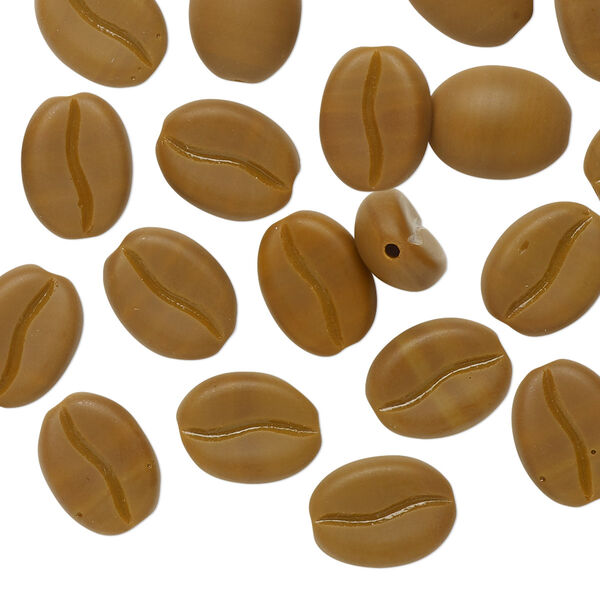 Bead, Preciosa, Czech pressed glass, opaque matte light roast, 10.5x8mm coffee bean. Sold per pkg of 25. image number 0