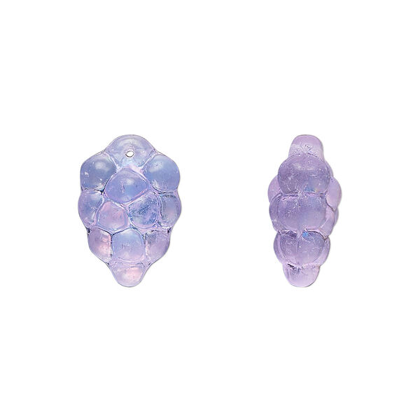 Bead, Preciosa, Czech pressed glass, opaque light purple AB, 16x11mm top-drilled grapes. Sold per pkg of 10. image number 0