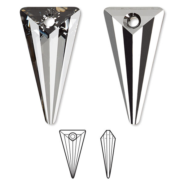 Drop 6pk crystal silver night, Crystal Passions® 28x14mm pendant spike 6480 image number 0
