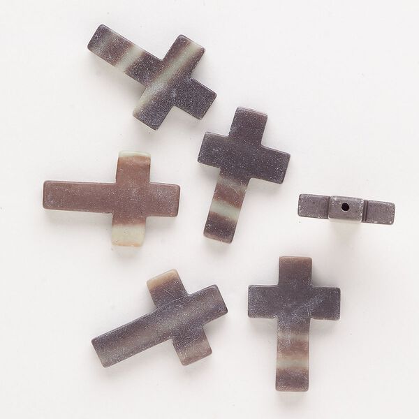 Italian "onyx" 1pkg6, half-drilled cross drop 22x15mm image number 0