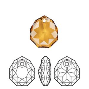 Drop 1pk light amber, Crystal Passions® 16x13.5mm pendant majestic 6436