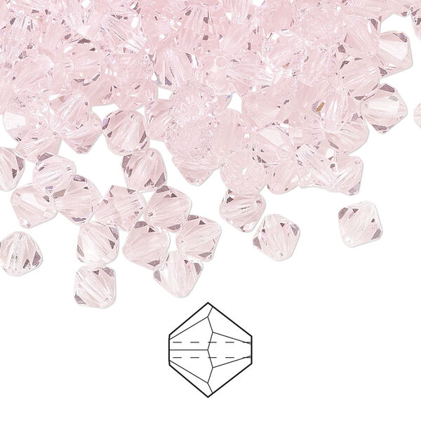 Bead 144pk pink sapphire, Preciosa Czech crystal 5mm bicone image number 0