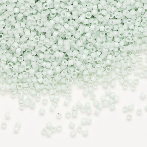 Seed bead, Delica®, glass, pkg/7.5g, #11 round, opaque glass enamel light mint (DB-1496-1). image number 0
