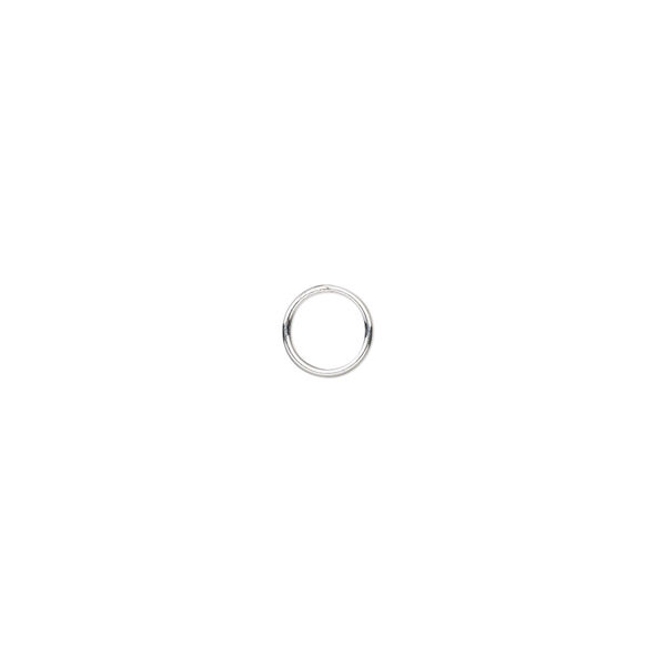 Jump ring, sterling silver, 6mm soldered round, 4.9mm inside diameter, 23 gauge. Sold per pkg of 50. image number 0