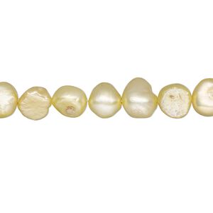 Pearl, cultured freshwater (dyed), antique ivory, 6-8mm flat-sided potato, D grade, Mohs hardness 2-1/2 to 4. Sold per 16-inch strand.