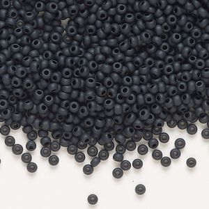 Seed bead, Preciosa Ornela, Czech glass, pkg/50g, opaque matte black, #10 rocaille.