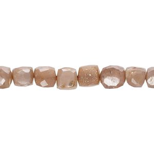 Coffee moonstone 1pkg1, hand-cut faceted cube bead natural 10 inch 6x5mm-7x6mm