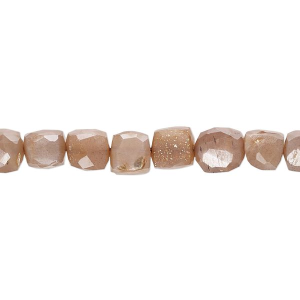 Coffee moonstone 1pkg1, hand-cut faceted cube bead natural 10 inch 6x5mm-7x6mm image number 0