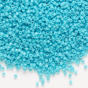 Seed bead, Delica®, glass, pkg/250g, #11 round, Duracoat® opaque outside dyed underwater blue (DB-2130).