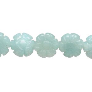 Amazonite 1pkg1, hand-cut carved flower bead natural 15.5-16 inch 12mm