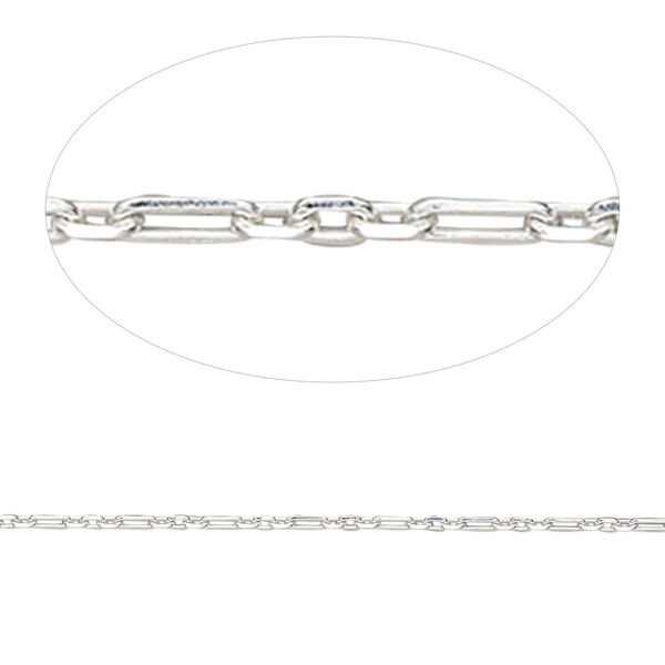 Chain, Gossamer™, sterling silver, 1.2mm figaro. Sold per pkg of 5 feet. image number 0