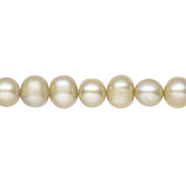 Pearl 1pkg1, cultured freshwater, semi-round C grade, 15 inch 6-8mm dyed khaki image number 0