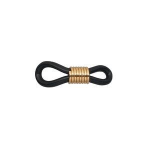 Eyeglass holder, rubber and gold-finished brass, black, 20x5mm-26x5mm with adjustable coil. Sold per pkg of 100.
