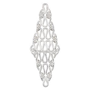 Focal, sterling silver, 50x15mm diamond with squiggly chain design. Sold per pkg of 2.