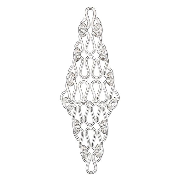 Focal, sterling silver, 50x15mm diamond with squiggly chain design. Sold per pkg of 2. image number 0