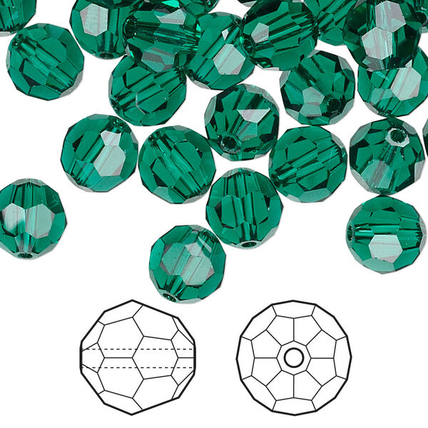 Bead 288pk emerald, Swarovski® 8mm round 5000 image number 0