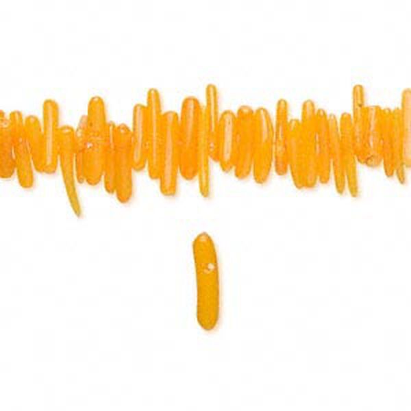 Bead, coral (dyed), orange, 7x1mm-18x3mm cupolini, Mohs hardness 3-1/2 to 4. Sold per 16-inch strand. image number 0