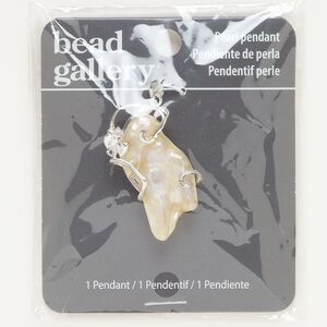 Pendant, silver-finished "pewter" (zinc-based alloy) and blister pearl (bleached), 41x30mm. Sold individually.