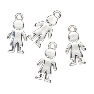 Charm, antique silver-finished "pewter" (zinc-based alloy), 16x10mm boy. Sold per pkg of 4.