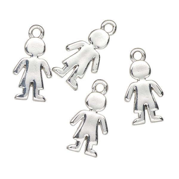 Charm, antique silver-finished "pewter" (zinc-based alloy), 16x10mm boy. Sold per pkg of 4. image number 0