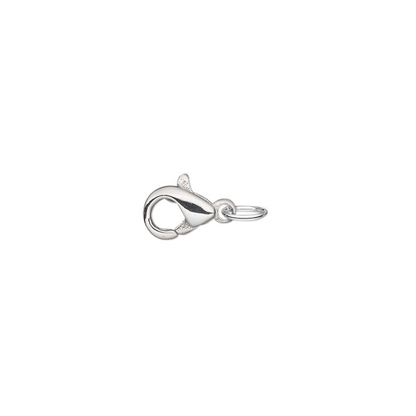 Clasp, lobster claw, stainless steel, 11x6mm with 5mm closed jump ring. Sold per pkg of 10. image number 0