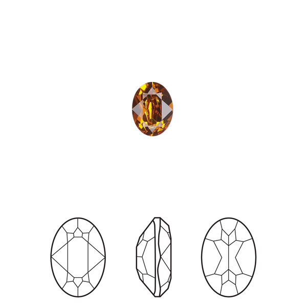 Fancy stone 1pkg180 dark orange TCF™ foil back, Swarovski®, 8x6mm faceted oval 4120 image number 0