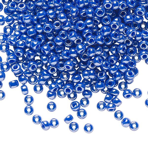 Seed bead, Miyuki, glass, pkg/250g, #8 rocaille, opaque luster cyan blue, (RR-432). image number 0