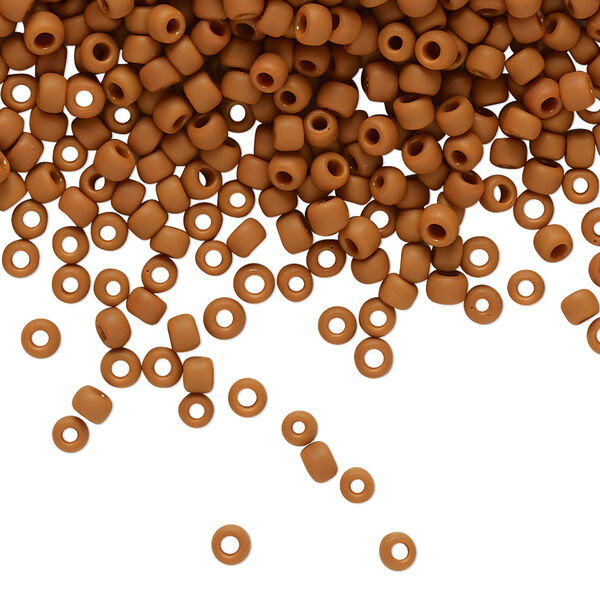 Seed bead, TOHO BEADS®, glass, pkg/50g, #8 round, opaque frosted terra cotta (TR-08-46LF). image number 0
