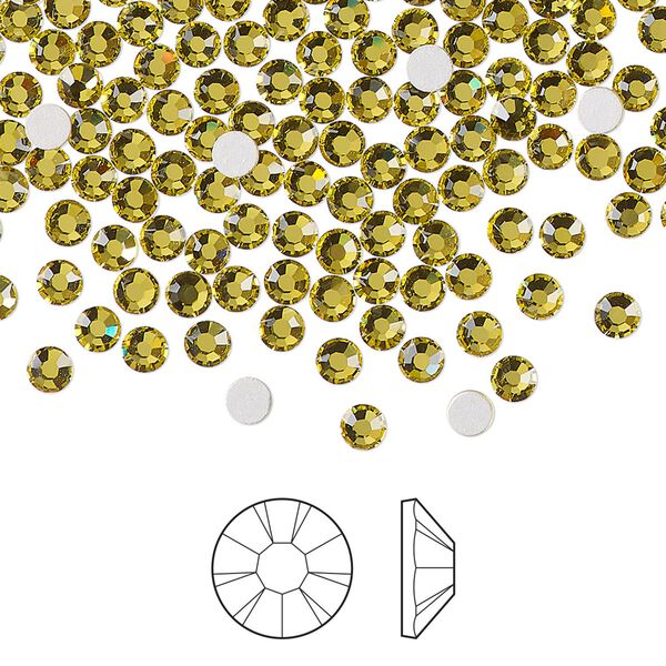 Flat back 1440pk acid yellow foil back, Preciosa MAXIMA Czech crystal rhinestone 3-3.2mm chaton rose round SS12 image number 0