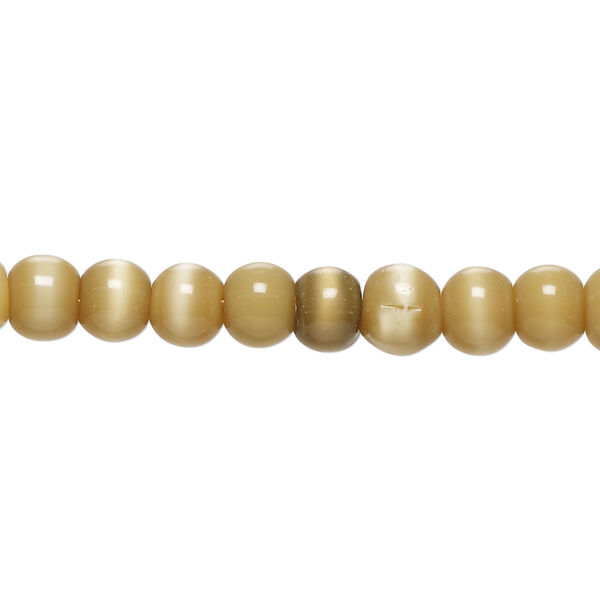 Bead, cat's eye glass (fiber optic glass), khaki, 6x4mm-7x5mm rondelle. Sold per 14-inch strand, approximately 70 beads. image number 0