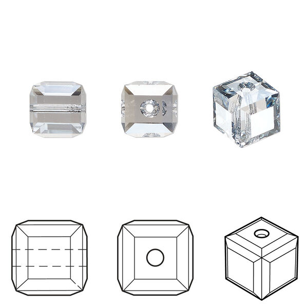 Bead 48pk crystal blue shade, Crystal Passions® 8mm cube 5601 image number 0