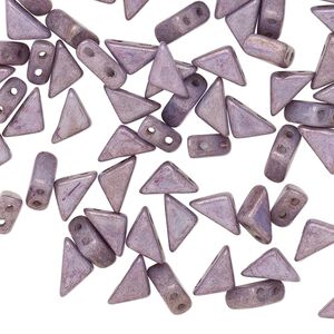 Bead, Tango™, Czech pressed glass, opaque alabaster luminous purple chalk, 8x6x6mm triangle with (2) 0.7-0.8mm holes. Sold per 10-gram pkg, approximately 65 beads.