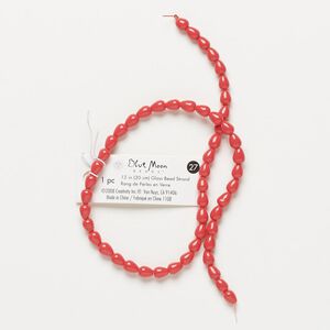 Bead, glass, opaque coral pink, 6x5mm teardrop. Sold per 12-inch strand.
