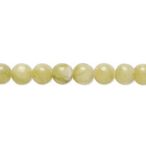 Green serpentine 1pkg1, round bead natural 15.5-16 inch 6mm