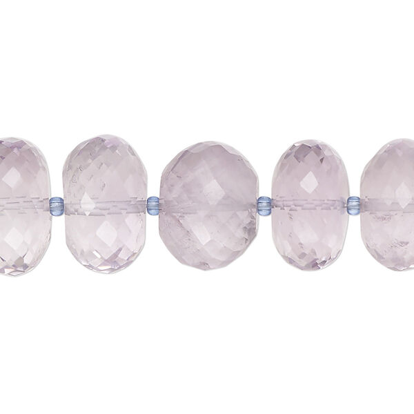 Bead, amethyst (natural), light to medium, 14x8mm-16x12mm hand-cut micro-faceted rondelle, B grade, Mohs hardness 7. Sold per 8-inch strand, approximately 15 beads. image number 0