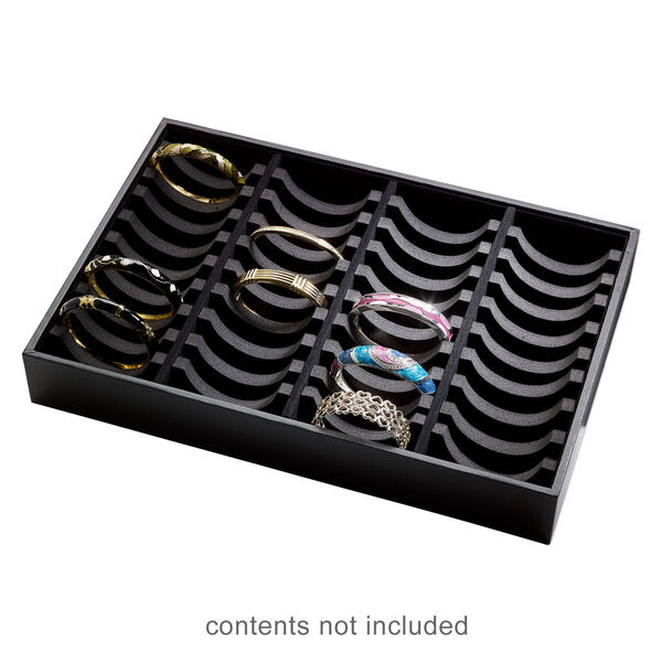 Display tray, bangle, leatherette and velveteen, black, 13-3/4 x 2 x 9-1/2 inches with insert. Sold individually. image number 1