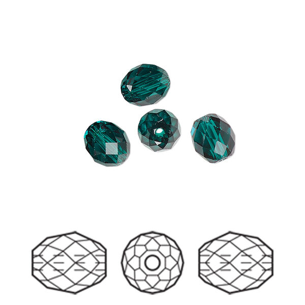 Bead 4pk emerald, Crystal Passions® 7x6mm olive briolette 5044 image number 0