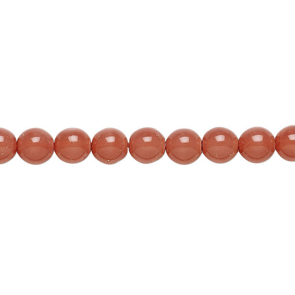 Bead, Czech dipped décor glass druk, rose, 6mm round. Sold per 15-1/2" to 16" strand. image number 0