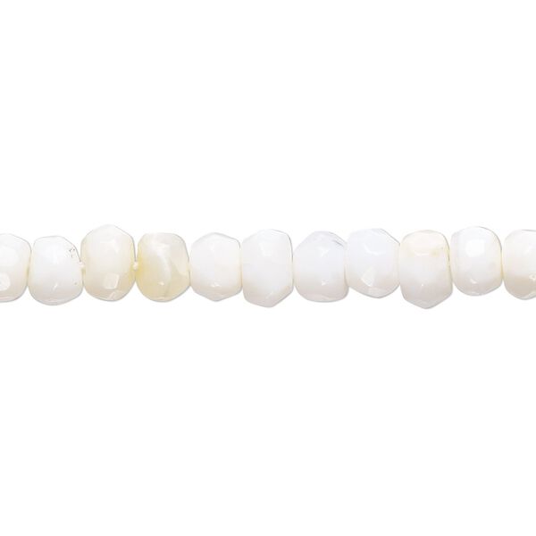 White opal 1pkg1, hand-cut faceted rondelle bead natural 14 inch 5x3mm-6x5mm image number 0