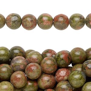 Unakite 1pkg10, round bead natural 15.5-16 inch 8mm