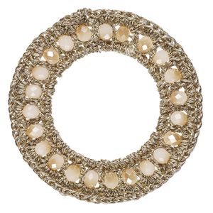 Focal, glass / nylon / steel, gold, 48mm open round. Sold per pkg of 2.