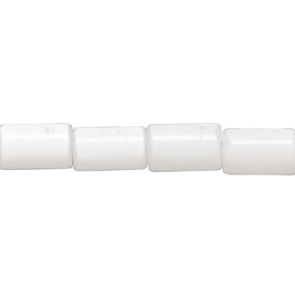 Bead, cat's eye glass (fiber optic glass), white, 11x7mm round tube. Sold per 14-inch strand, approximately 35 beads. image number 0