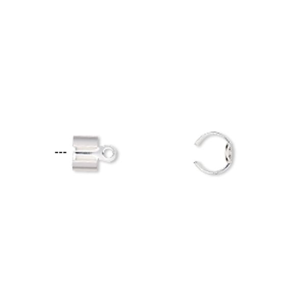 Cord end, fold-over, silver-plated steel, 9x6mm, 7.5mm inside diameter. Sold per pkg of 20. image number 0