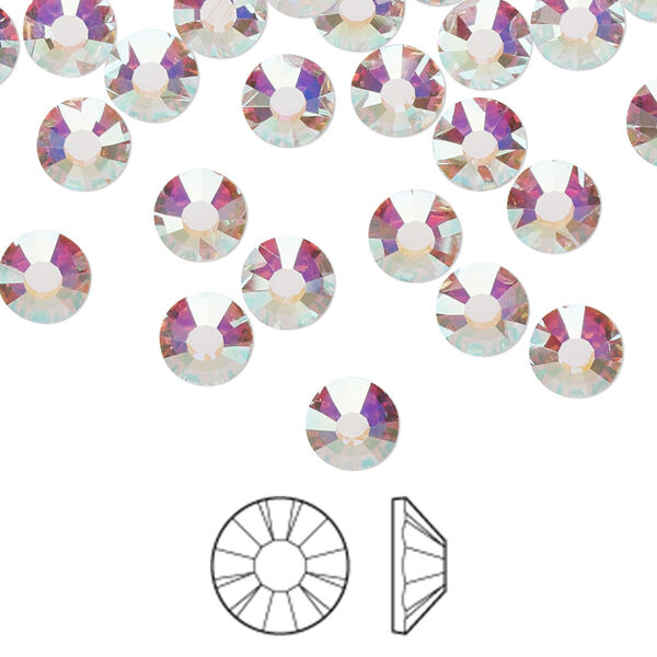 Flat back 24pk crystal AB foil back, Preciosa MAXIMA Czech crystal rhinestone 6.32-6.5mm chaton rose round SS30 image number 0