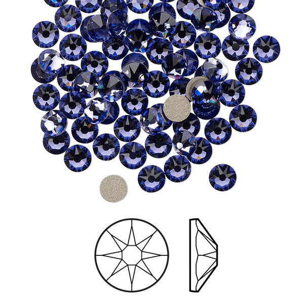 Flat back 144pk tanzanite foil back, Crystal Passions® 3.8-4mm rose round SS16 2088 image number 0