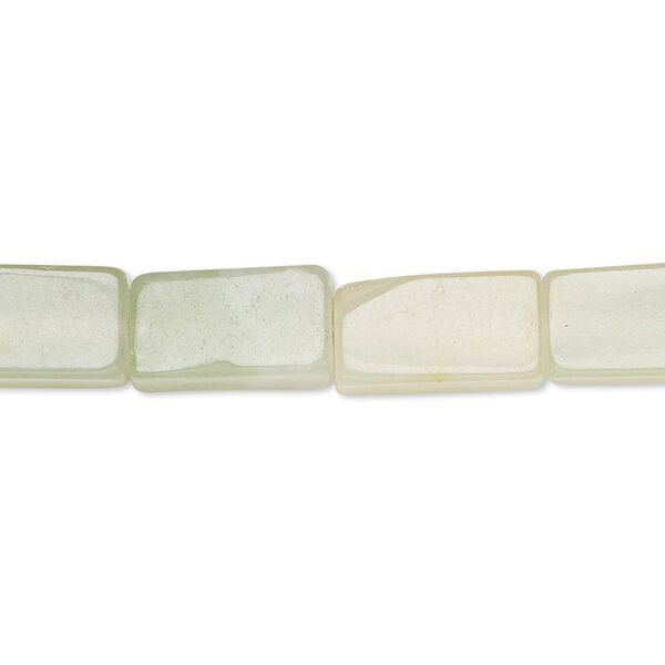 Bead, sea green new "jade" (serpentine) (natural), 13x7mm-14x8mm flat rectangle, C grade, Mohs hardness 2-1/2 to 6. Sold per 15" to 16" strand. image number 0