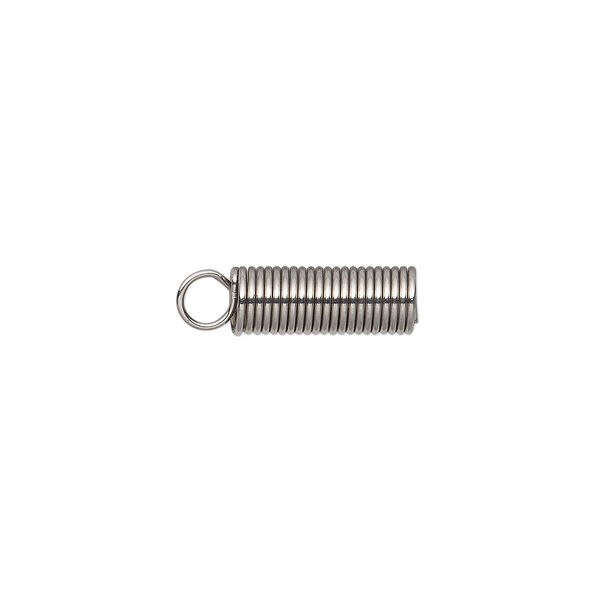 Cord coil, glue-in, stainless steel, 11x4mm with loop, 3mm inside diameter. Sold per pkg of 20. image number 0